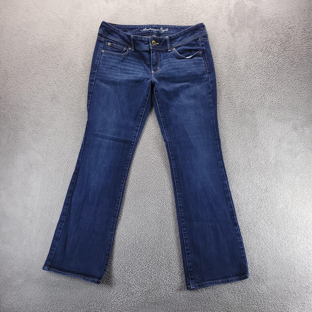 VTG American Eagle Jeans Womens 12 Blue Slim Bootcut Low Rise Stretch Y2K